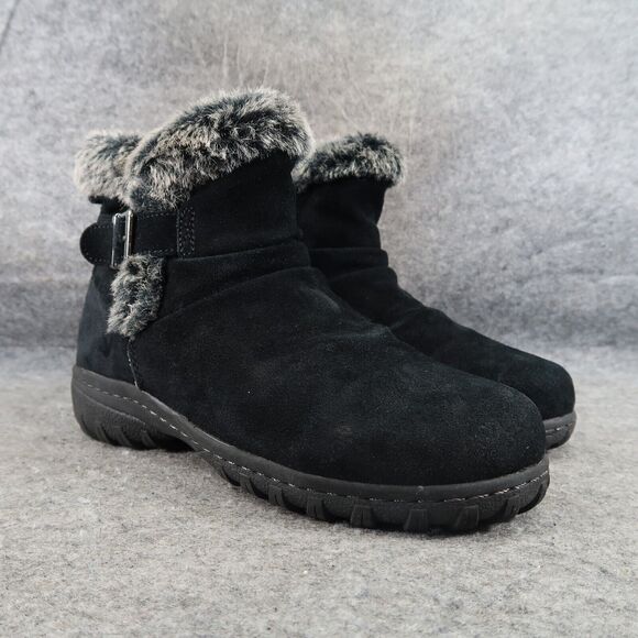 Khombu Shoes - Khombu Shoes Womens 7 Booties Winter Lindsey Leather Faux Fur Buckle Strap Zip